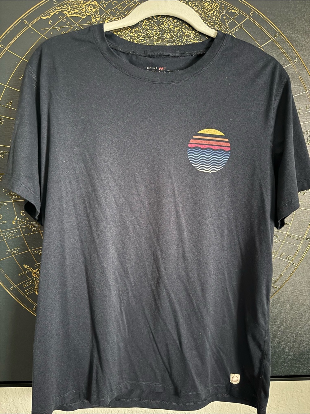 Marine Layer Navy Short-Sleeve Tee with Sunset Wave Graphic